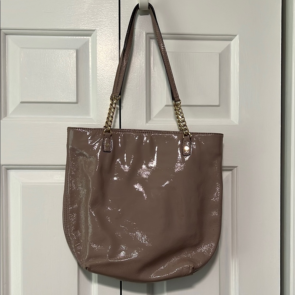Michael Kors Brown Patent Leather Tote Bag